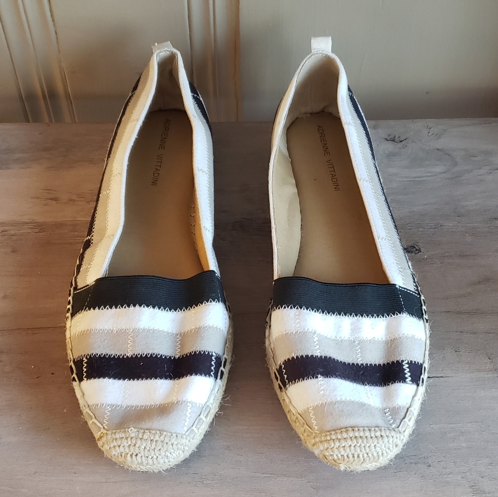 Adrienne Vittadini Ale Striped Slip On Espadrilles Flats Shoes Size 9M